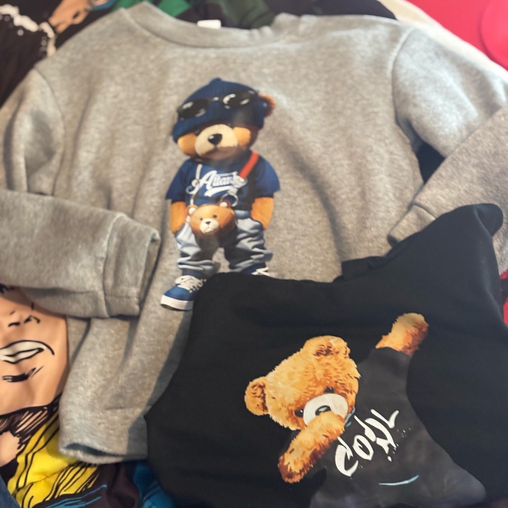 Gray and Black Kids Sweatshirts with Bear Print SOLD